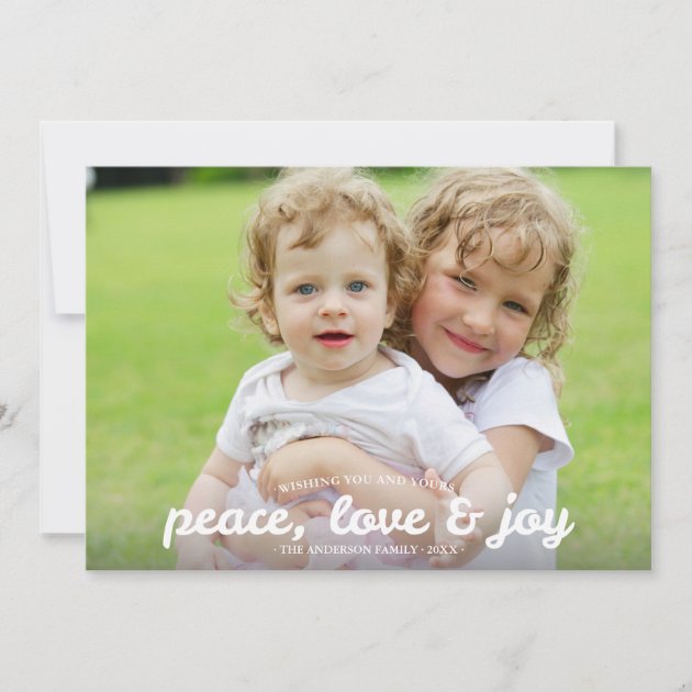 Peace Love and Joy Holiday Photocard (front side)