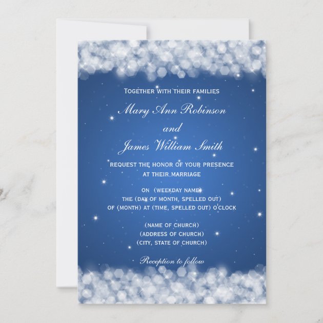 Elegant Wedding Party Sparkle Blue Save The Date