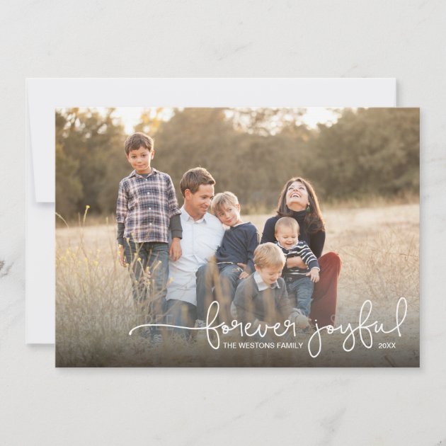 Forever Joyful Simple Holiday Photo Card (front side)