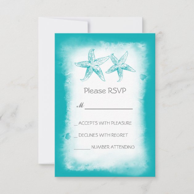Whimsical blue beach wedding RSVP cards