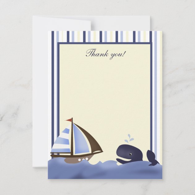 Ahoy Mate Blue Whale Flat Thank you card