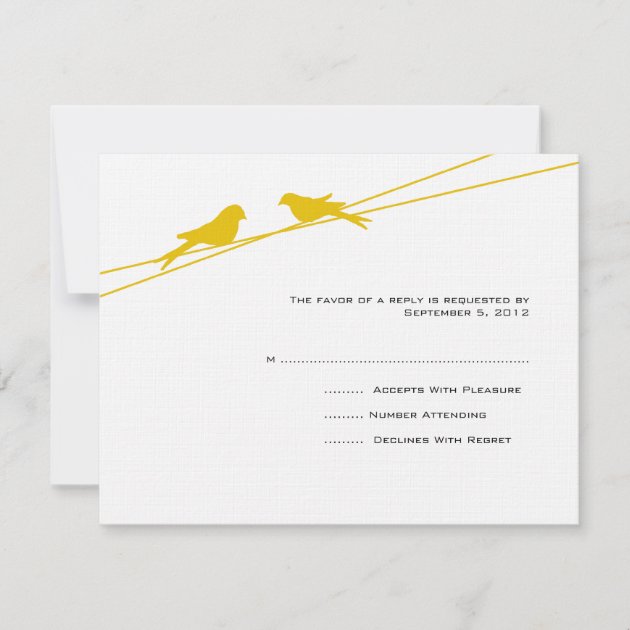 Yellow and White Love Birds on a Wire RSVP