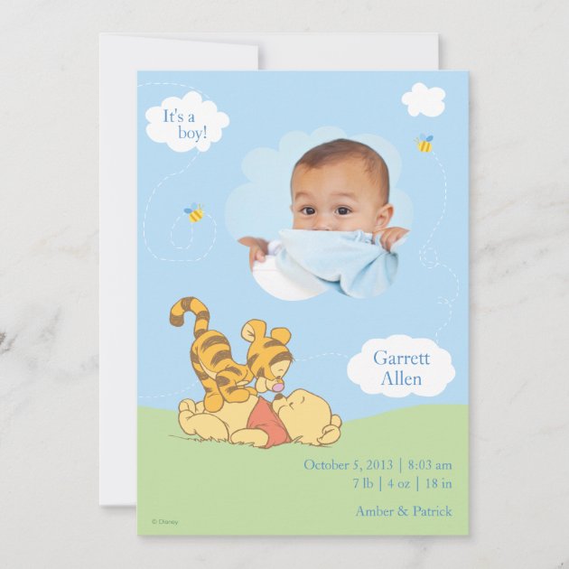 Baby Pooh and Tigger Birth Announcement (front side)