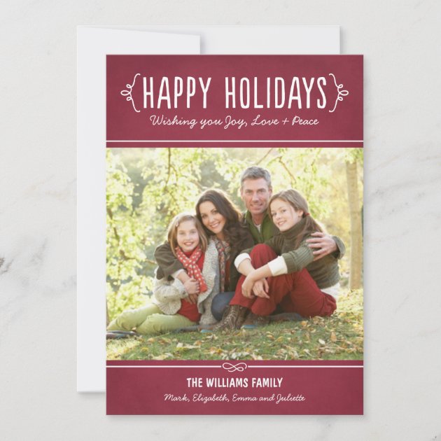 Happy Holidays Photo Card | Joy Love and Peace (front side)