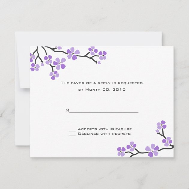 Purple Cherry Blossom RSVP Cards
