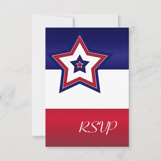 Red White & Blue Stars RSVP Card (front side)