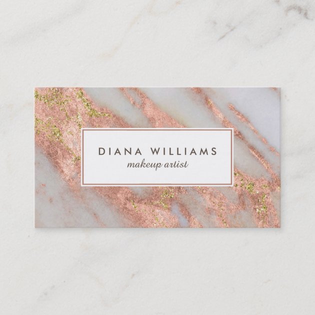 Sparkling Pink Marble Abstract Makeup Artist Business Card (front side)