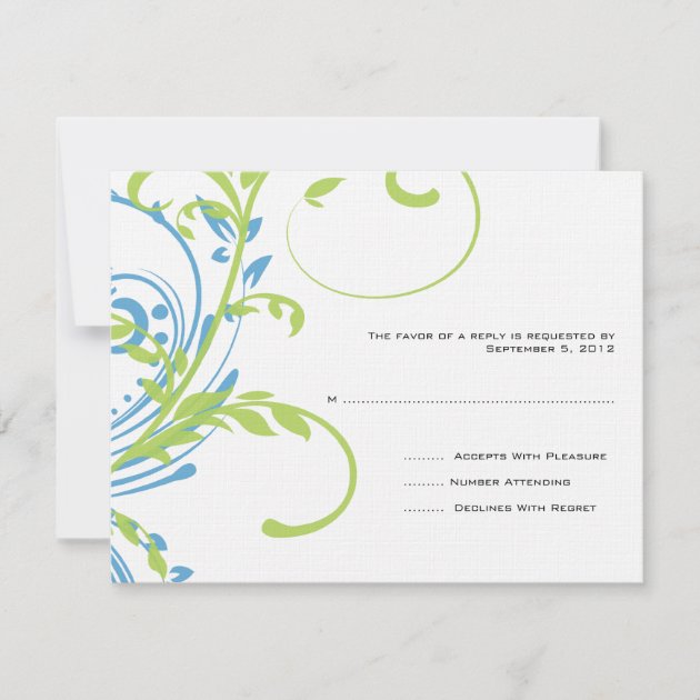 Teal and Lime Double Floral Wedding RSVP