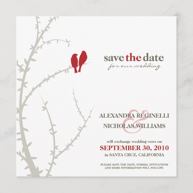 Love Birds Save the Date Announcement (red)