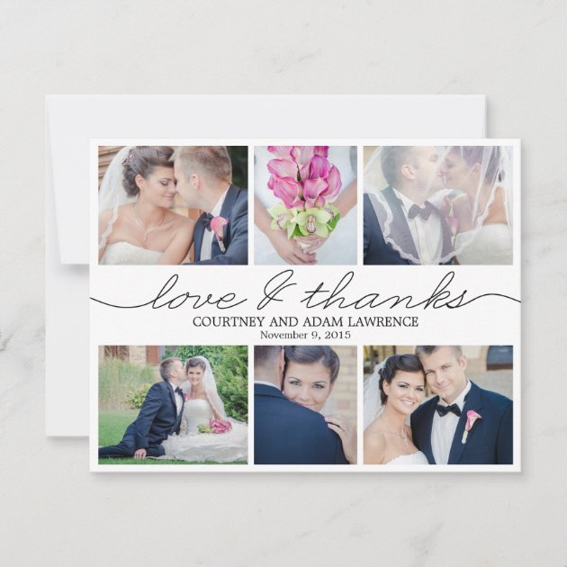 Lovely Writing Wedding Photo Thank You Card White (front side)