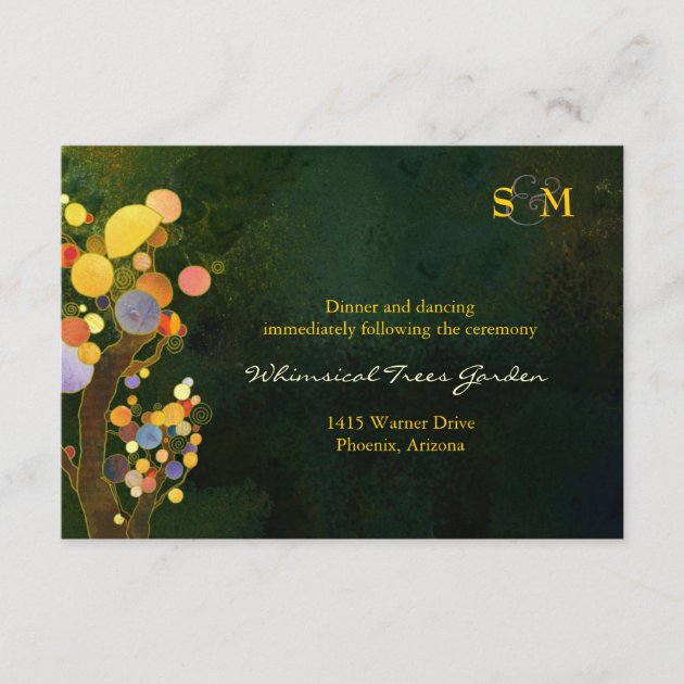Two Trees Monogram Wedding Reception Enclosure Card