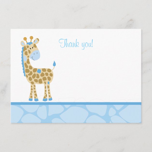 Blue Giraffe Flat Thank you note