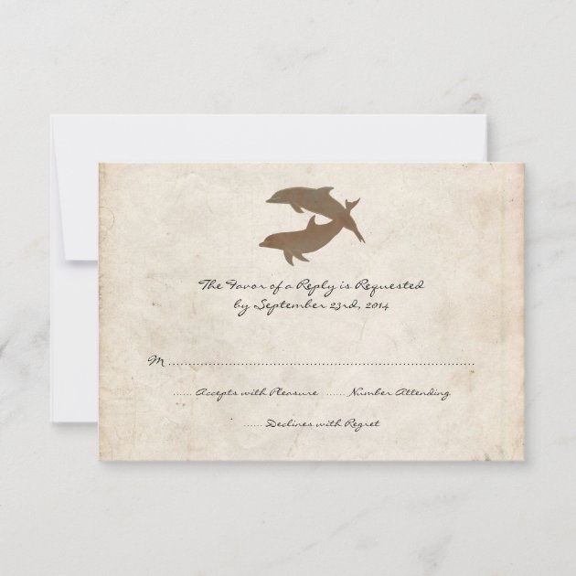 Rustic Dolphins Beach Wedding Invitation RSVP card