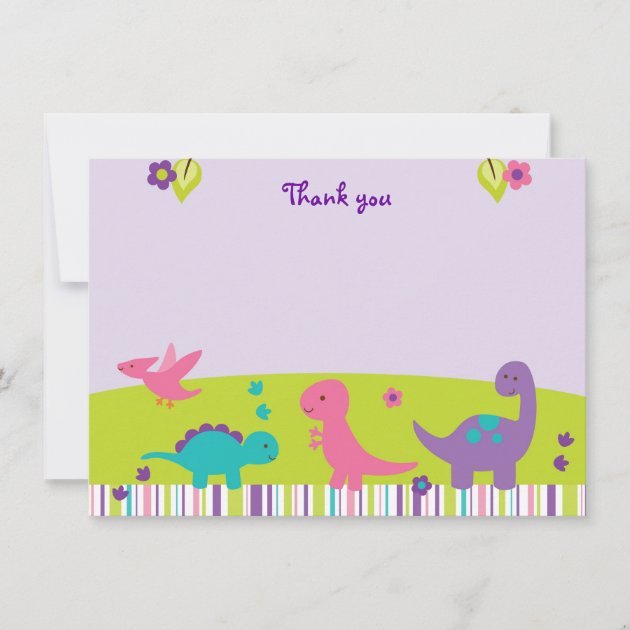 Pink & Purple Dinosaur Thank You (front side)