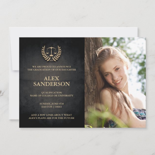 Law School Graduation Announcement Photo Card