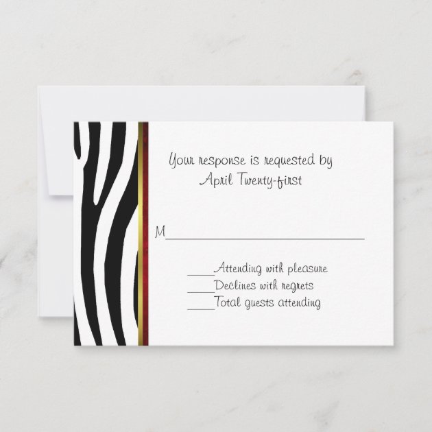 Fashionable Zebra Pattern Wedding RSVP Card