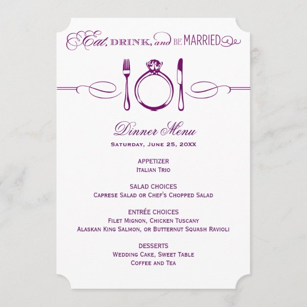 Dinner Menu Card | Plum Purple Be Married