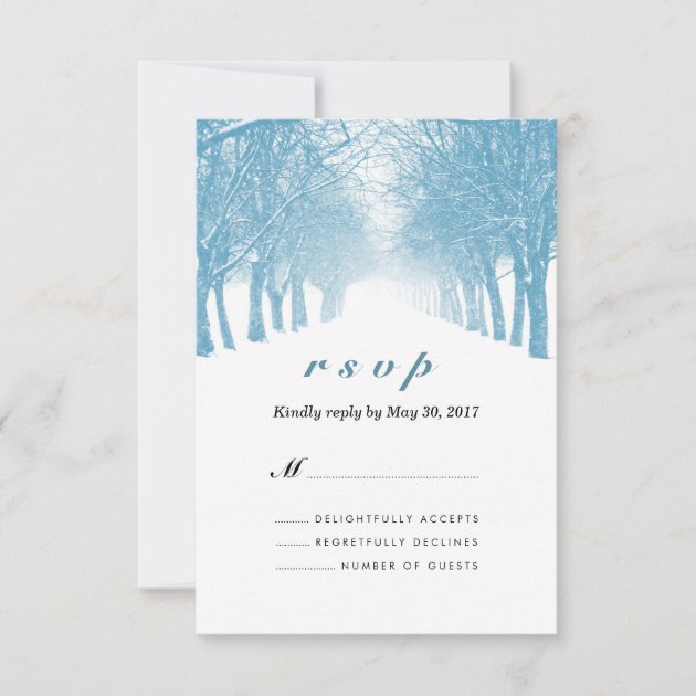 Winter Trees Avenue Wedding RSVP Card