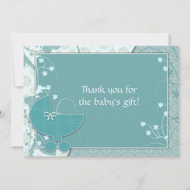 Baby Shower Thank You Notes Turquoise Baby Buggy