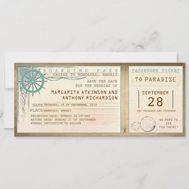 save the date boarding pass-vintage tickets (front side)