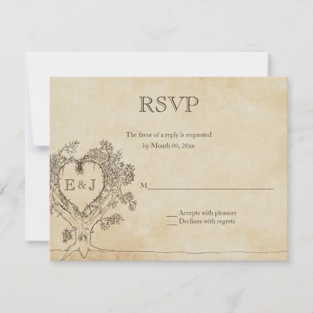 Heart in a Tree Wedding RSVP Response Cards