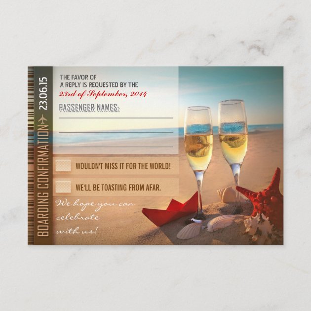 boarding confirmation wedding RSVP cards - tickets