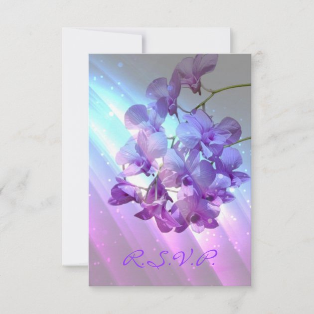 lilac purple orchid wedding RSVP response (front side)