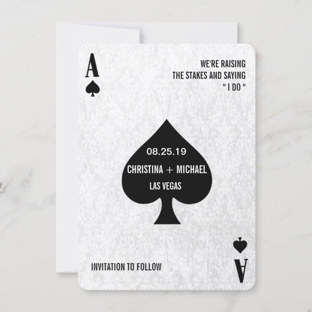 Ace of Spades Modern Chic Photo Save The Date (front side)