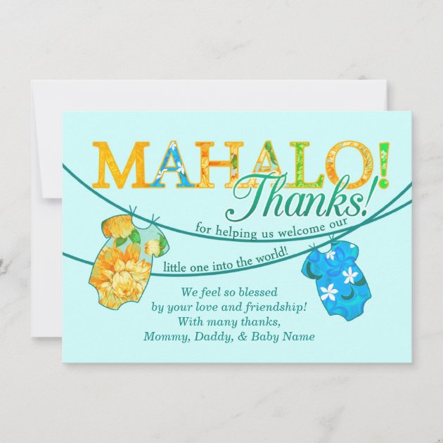 Hawaiian Shirt Onsie Luau Mahalo Thank You Card