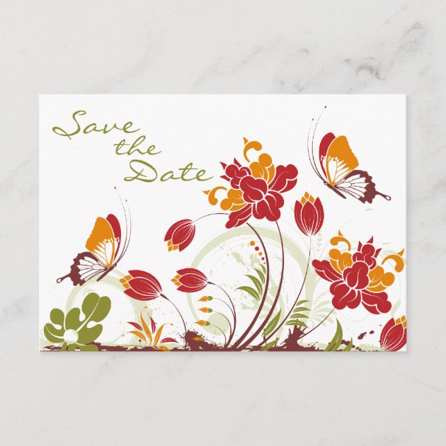Butterflies and Flowers Wedding Save the Date