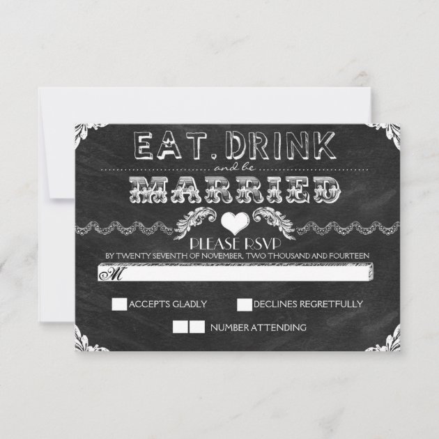 eat drink and be married chalkboard wedding RSVP