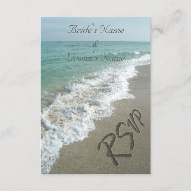 Beach Wedding Matching RSVP, Sand Writing RSVP Card
