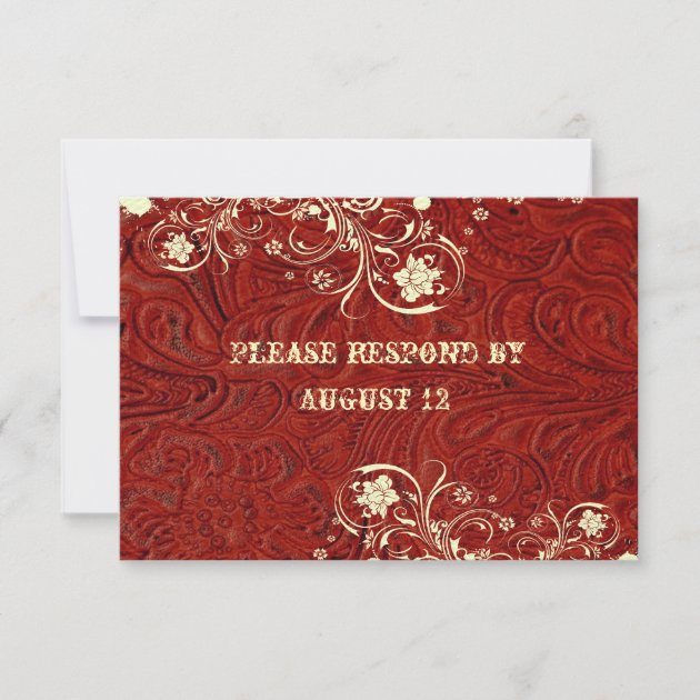 Red Leather and Lace RSVP with envelopes