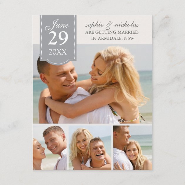 Modern photos wedding save the date (front side)