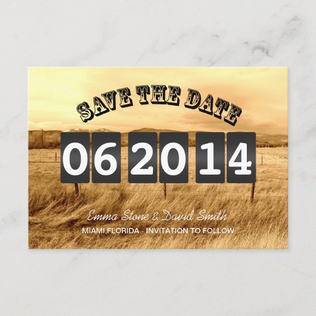 Rustic Country Wedding Save the Date Announcements (front side)
