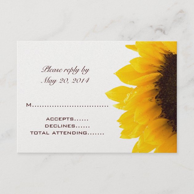 Yellow Brown Sunflower Wedding RSVP Cards