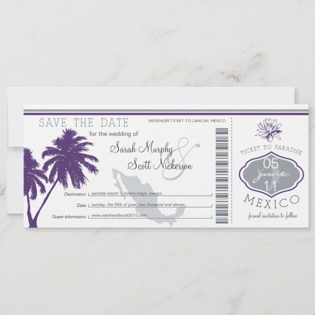 Mexico Save the Date Boarding Pass