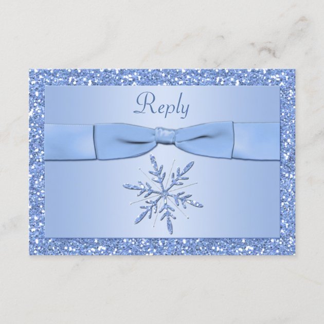 Ice Blue Snowflake Reply Card
