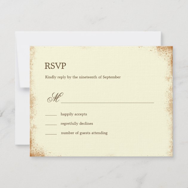 Rustic Vineyard Wedding RSVP Card - Brown