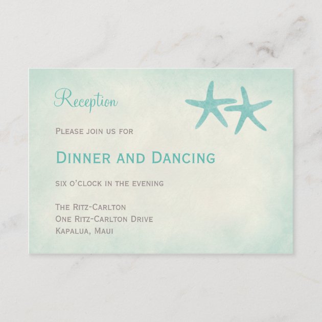 Watercolor Starfish Wedding Reception Card