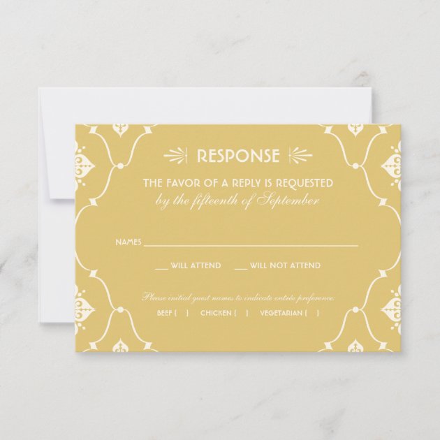 Wedding RSVP Card | Art Deco Style (front side)