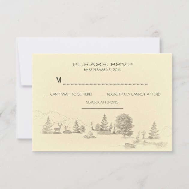 Camping in the woods Wedding RSVP cards
