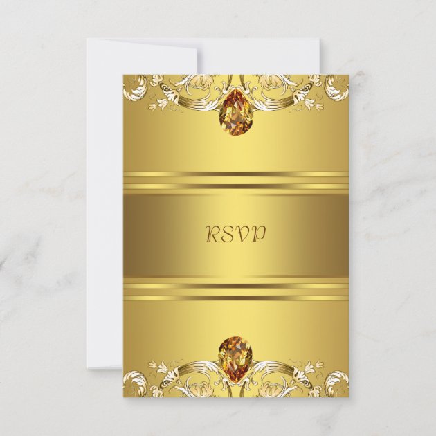 Gold Victorian Flowers Gold 50th Anniversary RSVP