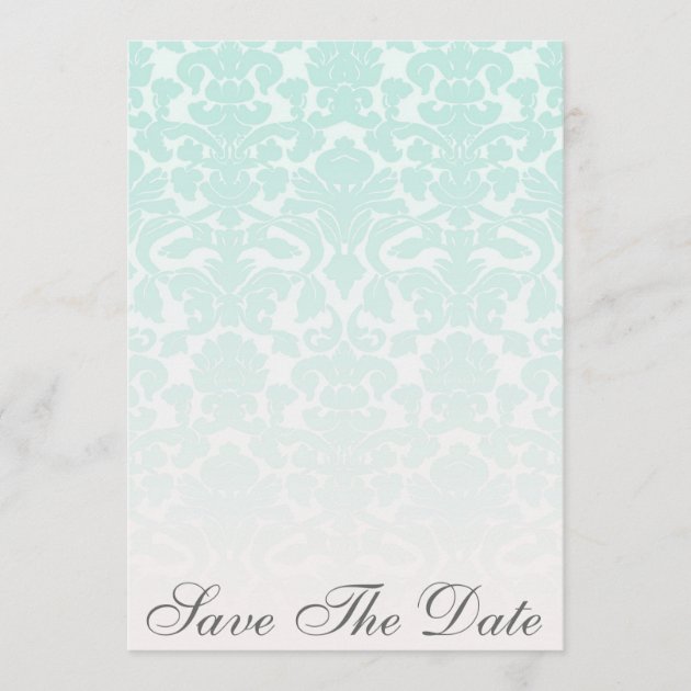 Simple Chic Mint Damask Save The Date Announcement