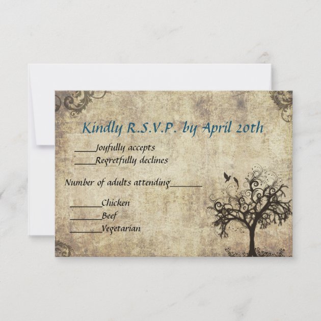 New Life Vintage with Blue Wedding RSVP Card