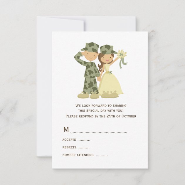 Soldier and Bride Wedding RSVP Cards