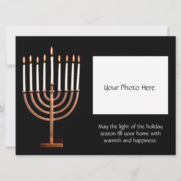 Customized Hanukkah Menorah w/ Photo Holiday Card
