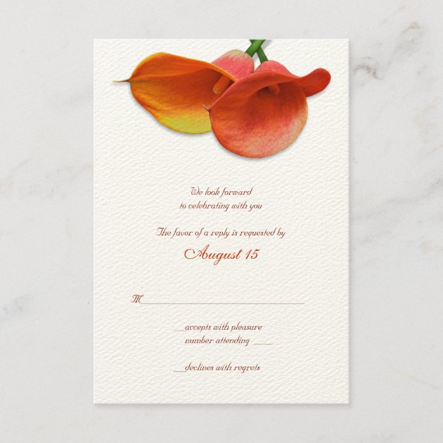 Orange Calla Lily Wedding Reply Card