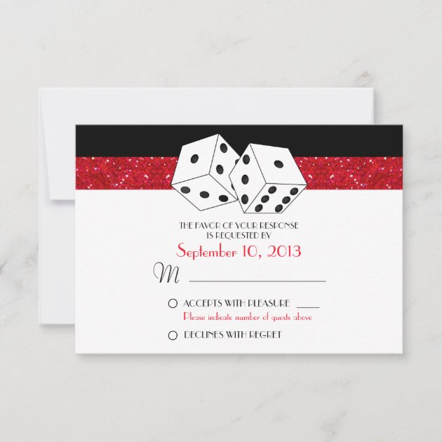 Las Vegas Dice Theme RSVP Ruby Red Faux Glitter (front side)