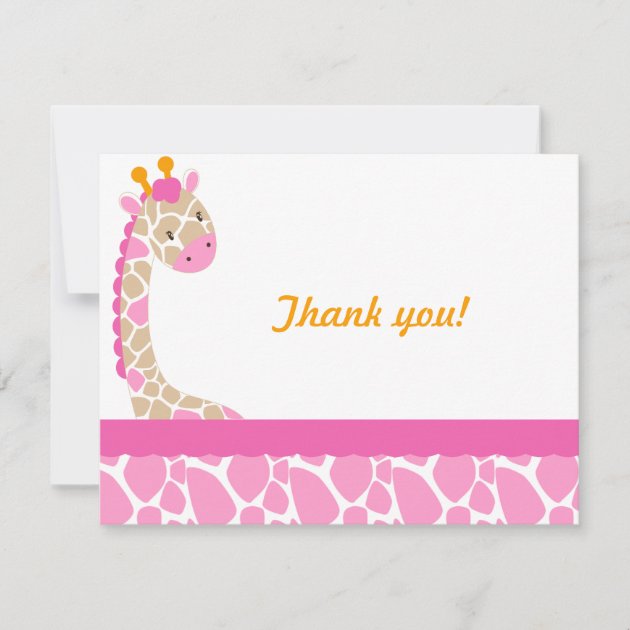 Safari Sweetness Giraffe  Thank you note-Pink